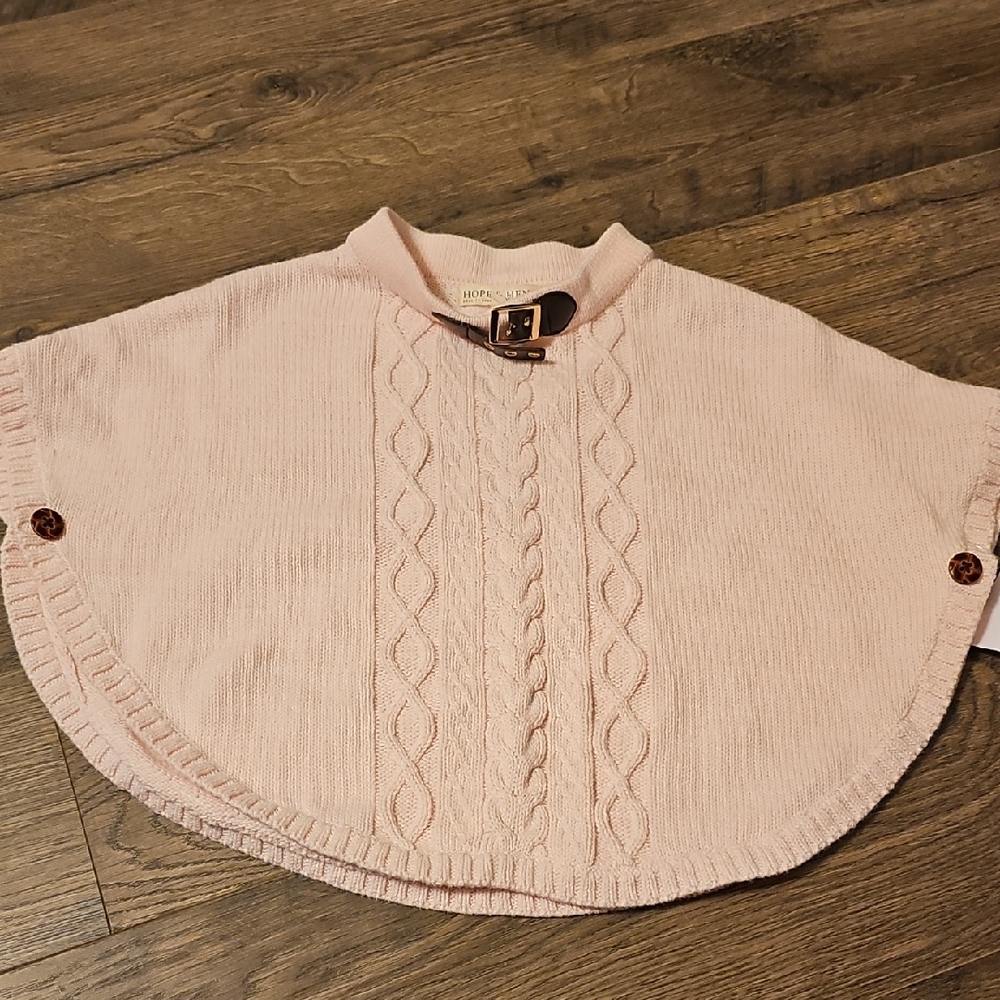 Pink Cable Knit Poncho